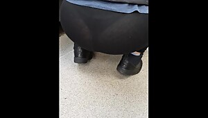 Step mom wears black thong under leggings and fuck step son