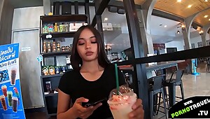 Drinking caffe with young Thai Girl
