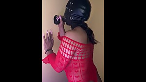 Latex mask cheating wife sucking on a huge cock while i watch her drool and gag on it dirty dd talk