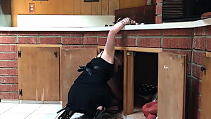 MILF stuck in the kitchen fucked by neighbor