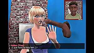 Teachuh Tiddies BBC gloryhole handjob scene from the game