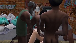 DDSims - Homeless Men Fuck Slut In Front of Husband - Sims 4