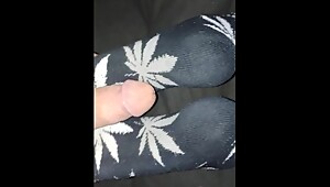 Ready to burst on wifes sexy huff socks