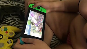 Girlfriend Playing Super Smash Bros Ultimate in Cute Black Bra!