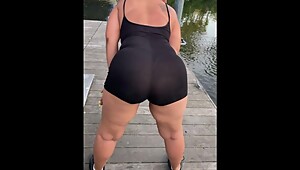 See Through Black bodysuit shaking ass in public