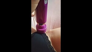 Milf playing un black panty, fingering adn masturbation her massager