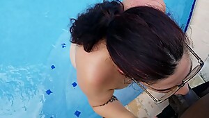 Black Owned White Slut Sucking BBC By the Pool