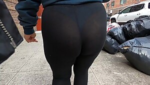 Quarantine walk with wife in see through black leggings